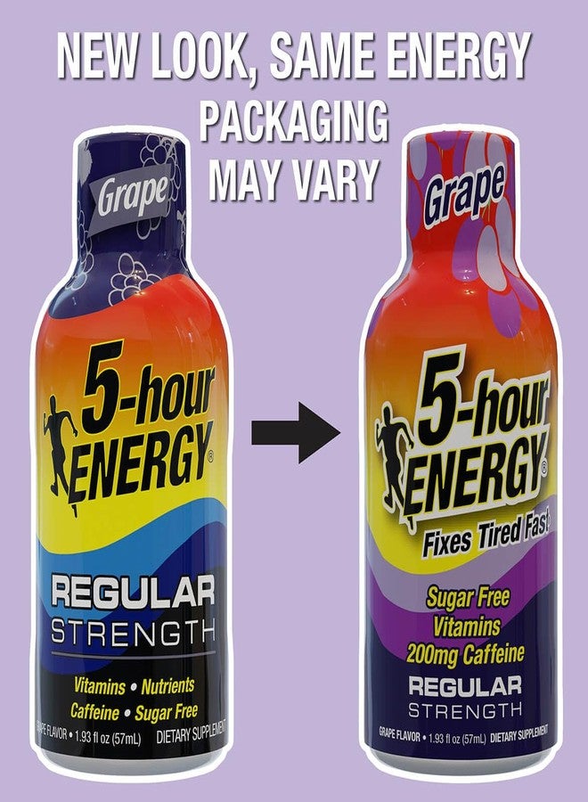 5-hour ENERGY مشروب طاقة 5-hour ENERGY ذو القوة العادية، عبوة من 20 زجاجة، 1.93 أونصة - معزز طاقة خالٍ من السكر والكافيين مع فيتامينات ب والأحماض الأمينية - خالٍ من السعرات الحرارية (20 زجاجة - نكهة واحدة، عنب ذو قوة عادية) - Image 5